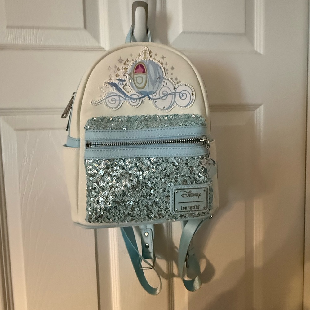 Disney Cinderella Sequin Backpack - White and Light Blue